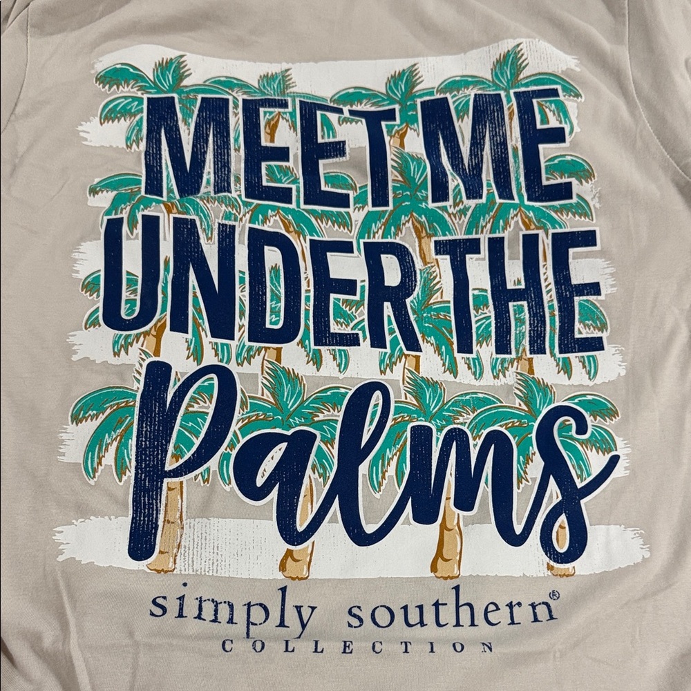 Simply Southern Palm Tree Graphic Tee - Teal, Navy & Tan